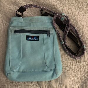 Kavu Light Aqua Canvas Crossbody with Multicolor Rope Strap